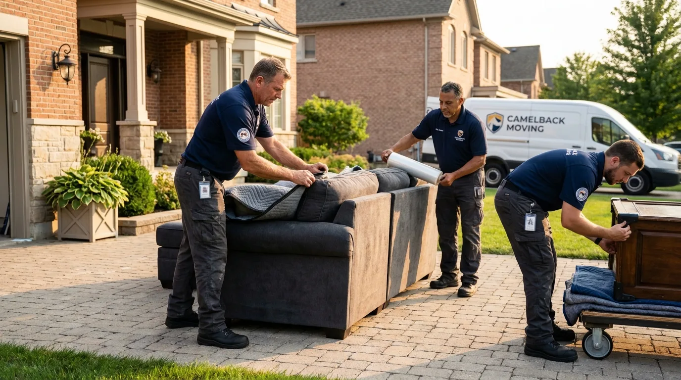 Large estate moving crew wrapping furniture in Valmeyer, IL
